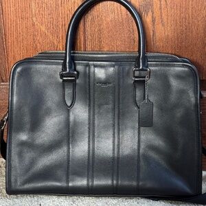 Coach Pebble Leather Brief Bag - Black